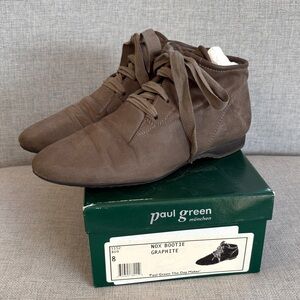 Paul Green Nox Lace-up Ankle Booties in Graphite Leather